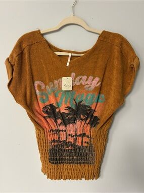 Free People NWT towel terry smocked top